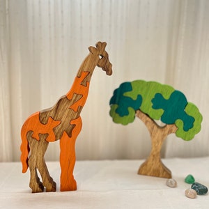Savannah Explorer Handcrafted Giraffe Puzzle - Wooden Animal Jigsaw, Educational Safari Toy, Artistic Home Decor, Gift for Wildlife Enthusia