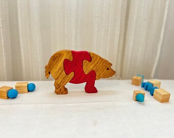 Customizable Handmade Wooden Pig Puzzle with Optional Baby Add-on - Eco-Friendly, Safe for Toddlers - Personalized Colors