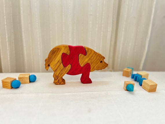 Jouet en bois Puzzle Premier âge hérisson et son bébé Goki