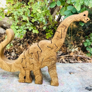 Wooden Toy- Wood puzzle- Jigsaw Puzzle- Child Gift- Wooden Dinosaur puzzle- Brachiosaurus dinosaur puzzle.