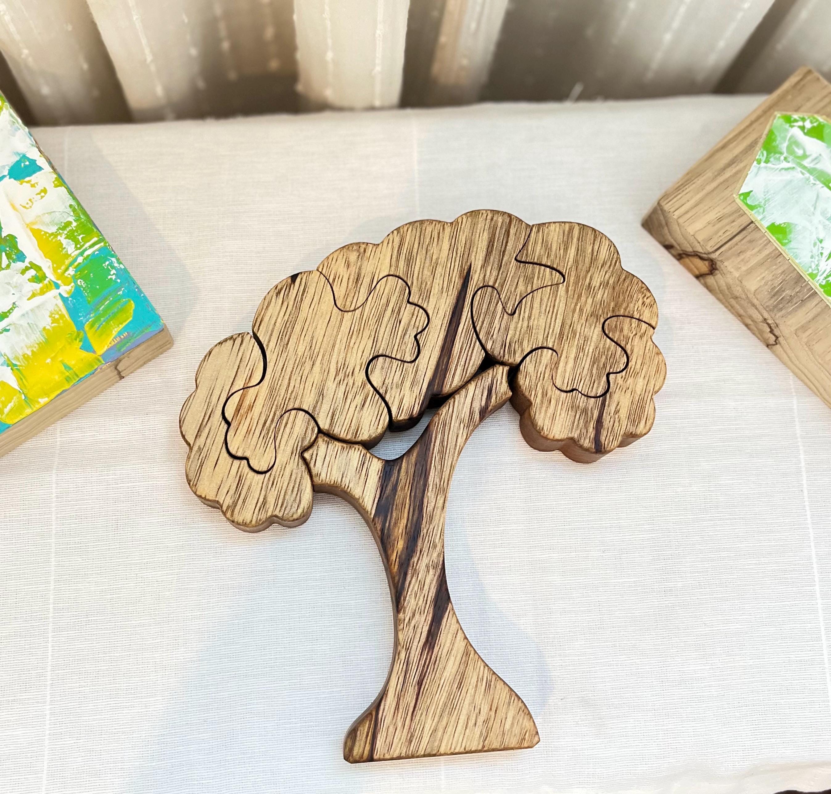 Sustainable Wooden Tree Puzzle - Rustic Jigsaw Game, Educational Toy ...