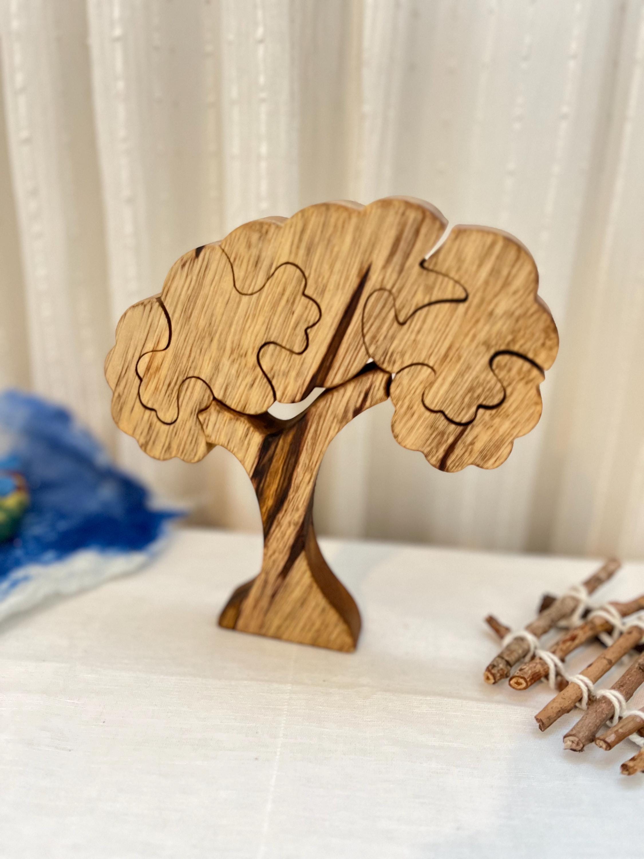 Sustainable Wooden Tree Puzzle - Rustic Jigsaw Game, Educational Toy ...