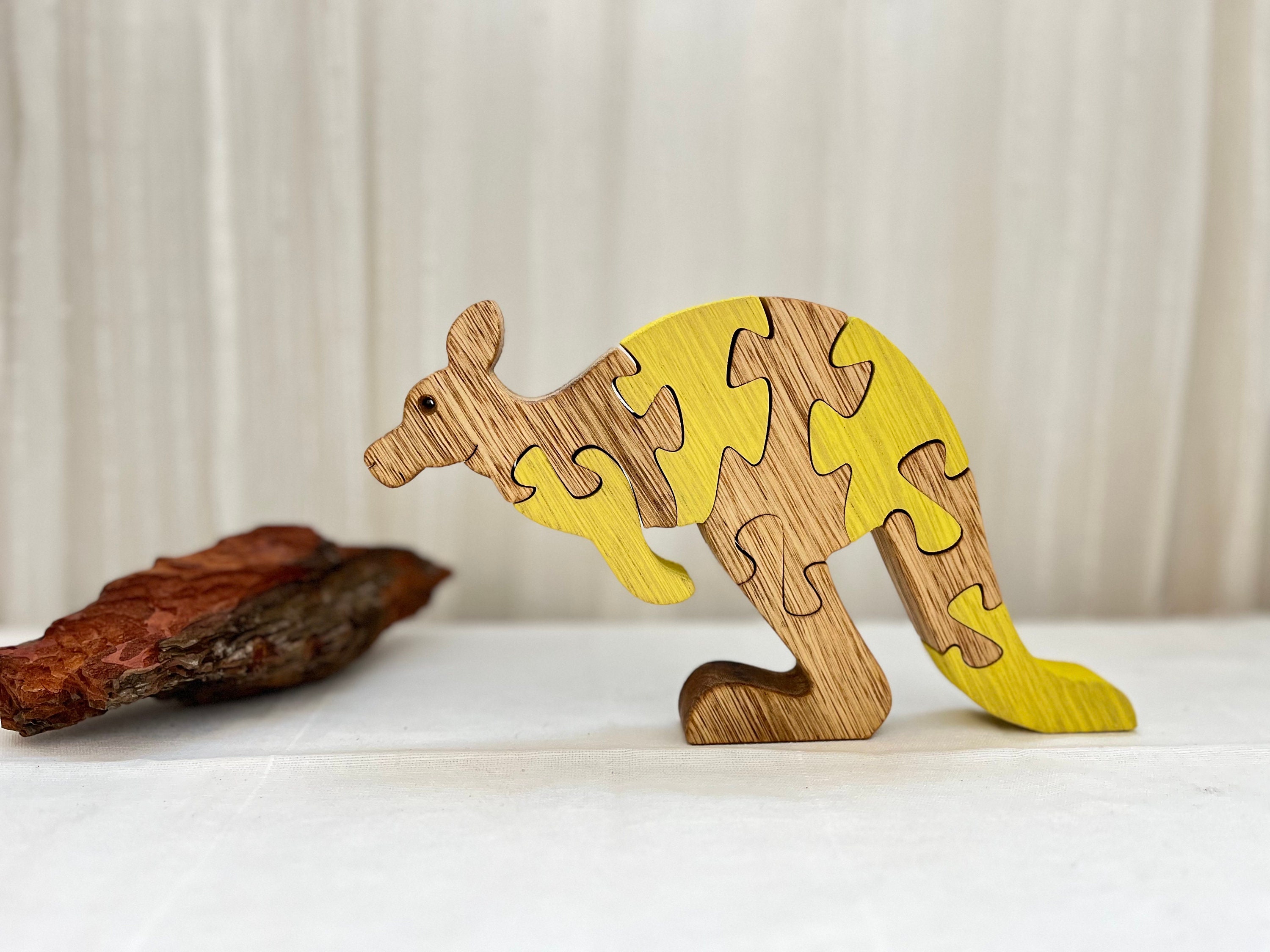 Charming Kangaroo Wooden Puzzle - Interactive Aussie Animal Game ...