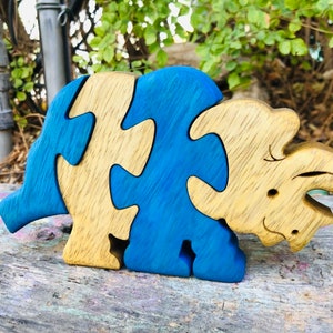 Wooden Puzzle Dinosaur Puzzle Wood Toy Wooden Triceratops puzzle Wood Puzzle Birthday Gift Kids Gift Jigsaw Puzzle image 9