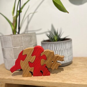 Wooden Puzzle Dinosaur Puzzle Wood Toy Wooden Triceratops puzzle Wood Puzzle Birthday Gift Kids Gift Jigsaw Puzzle image 4