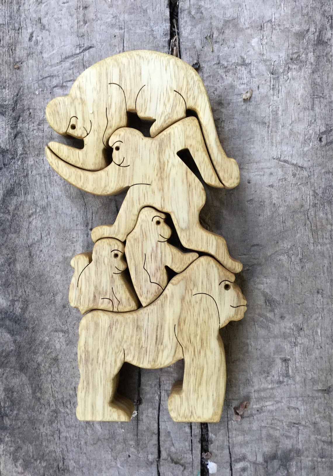 Wooden monkeys puzzle wooden toys kids gift adults gift Etsy