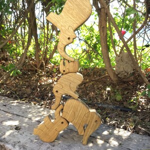 5-Piece Elephant Tower Balance Game Handmade Wooden Family Fun Creative Stacking & Decor, Artisan Craft image 7
