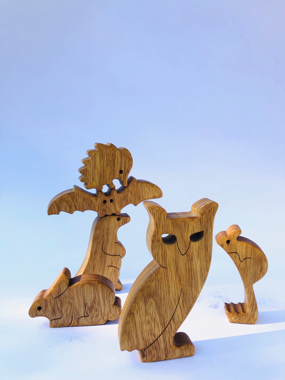 Wooden Balancing Game Puzzle of 6 Night Animals: Owl Rabbit - Etsy