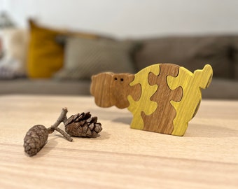 River Horse Hippo Puzzle - Vibrant Wooden Jigsaw, Kid-Friendly Wildlife Toy, Educational River Safari Game, Unique Hippopotamus Gift