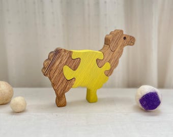 Charming Toddler Sheep Puzzle - Wooden Educational Toy for Easy Grip - 3 Piece Jigsaw for Early Learning - Animal Lovers Gift Idea