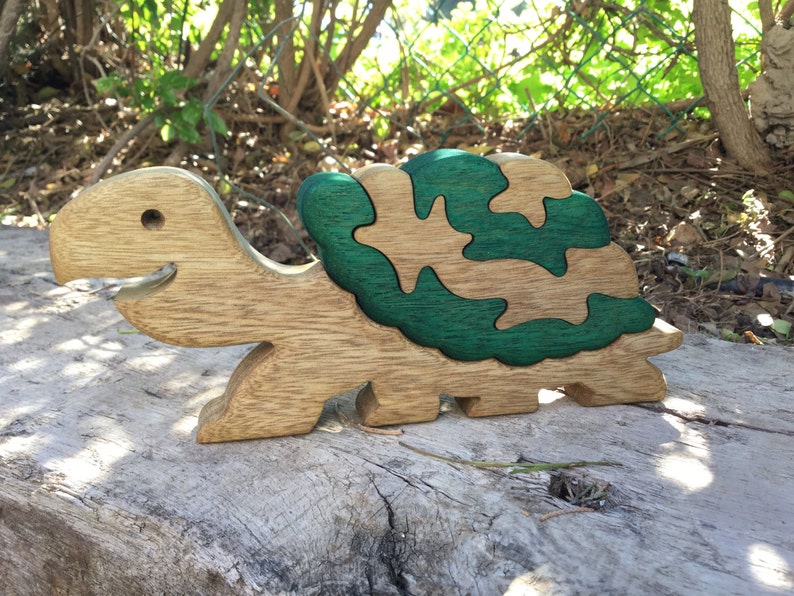 Custom 4-Piece Wooden Turtle Puzzle for Kids 3-4 Years Optional Baby Turtle Add-On Eco-Friendly, Educational Toy image 7