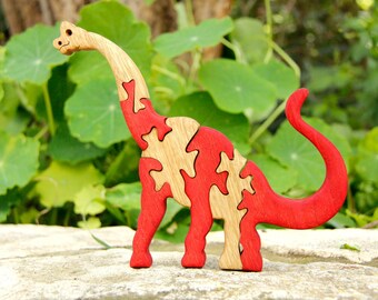 Handcrafted Wooden Brachiosaurus Dinosaur Puzzle – Engaging & Educational Toy for Kids - Perfect for Dino Lovers - Ideal Gift