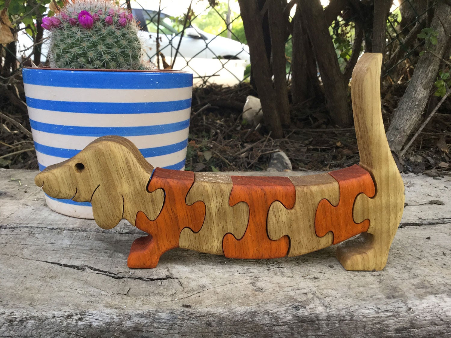 Dog puzzle Wooden toys Wood puzzle Gift for kids Dachshund Etsy