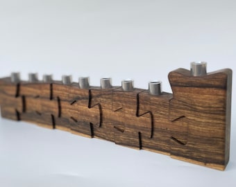 Handmade Wooden Hanukkiah Puzzle - Unique Menorah - Hanukkah Decor - Holiday Gift - Brain-Teasing Fun