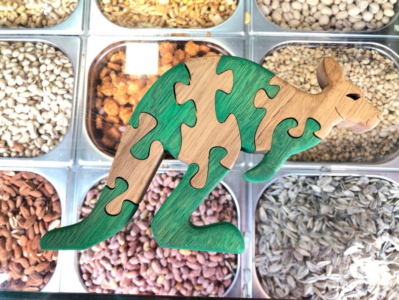 Wooden Kangaroo puzzle Australian animal Quality wood toys. Etsy