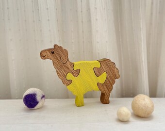 Customizable Handmade Wooden Sheep Puzzle for Toddlers - Eco-Friendly, Safe Toy with Optional Baby Puzzle - Perfect Toddler Gift