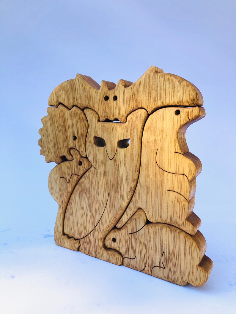 Wooden Balancing Game Puzzle of 6 Night Animals: Owl Rabbit - Etsy