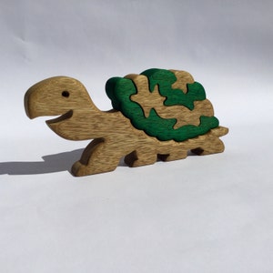 Custom 4-Piece Wooden Turtle Puzzle for Kids 3-4 Years Optional Baby Turtle Add-On Eco-Friendly, Educational Toy image 4