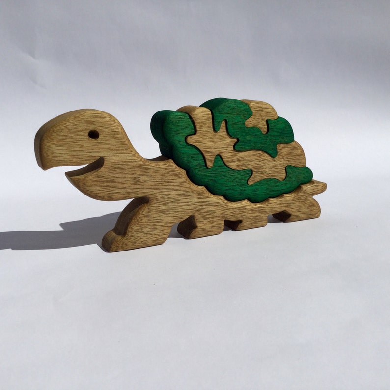 Custom 4-Piece Wooden Turtle Puzzle for Kids 3-4 Years Optional Baby Turtle Add-On Eco-Friendly, Educational Toy image 4