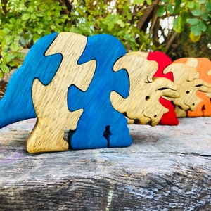 Wooden Puzzle Dinosaur Puzzle Wood Toy Wooden Triceratops puzzle Wood Puzzle Birthday Gift Kids Gift Jigsaw Puzzle image 10