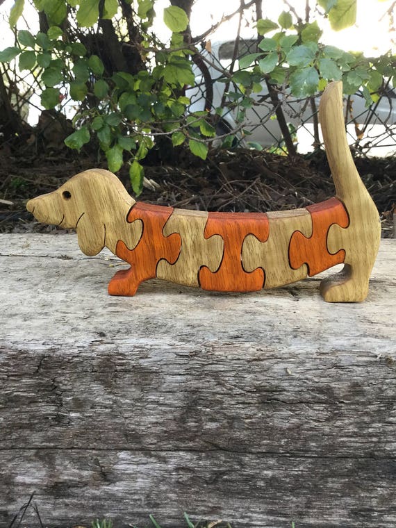 wooden dog puzzle