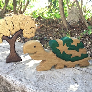 Custom 4-Piece Wooden Turtle Puzzle for Kids 3-4 Years Optional Baby Turtle Add-On Eco-Friendly, Educational Toy image 5