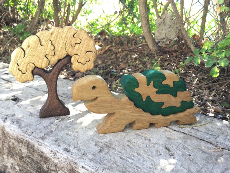 Custom 4-Piece Wooden Turtle Puzzle for Kids 3-4 Years Optional Baby Turtle Add-On Eco-Friendly, Educational Toy image 5