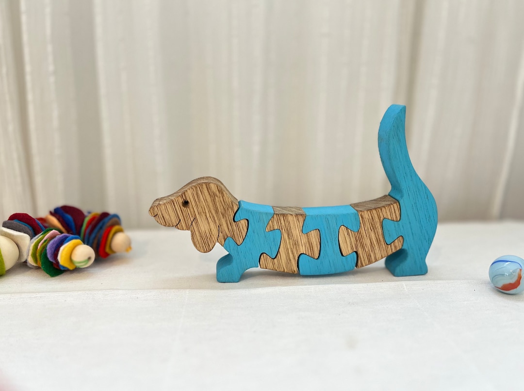 Playful Dachshund Wooden Puzzle - Handcrafted Wiener Dog Jigsaw ...