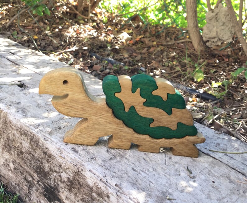 Custom 4-Piece Wooden Turtle Puzzle for Kids 3-4 Years Optional Baby Turtle Add-On Eco-Friendly, Educational Toy image 6