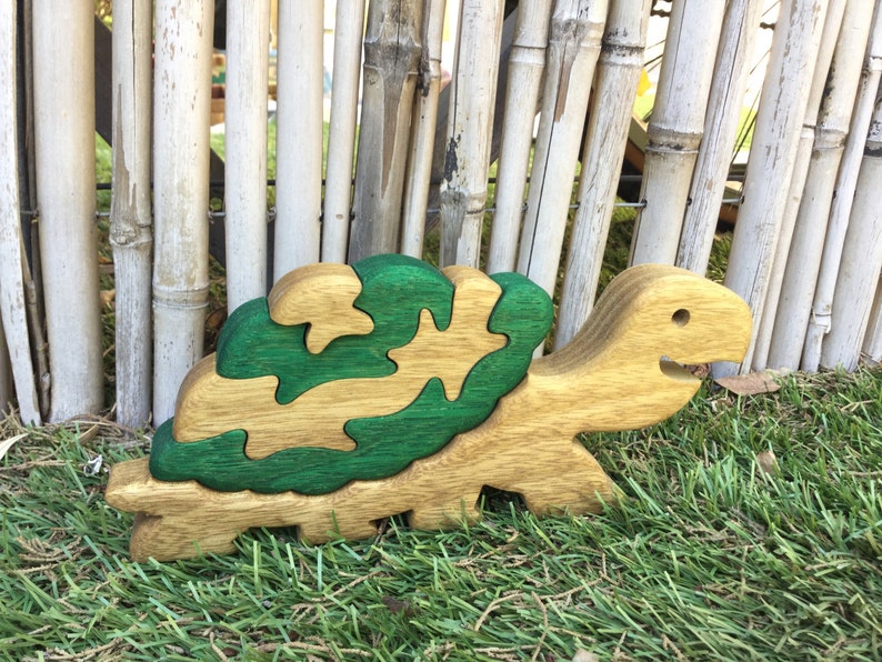 Custom 4-Piece Wooden Turtle Puzzle for Kids 3-4 Years Optional Baby Turtle Add-On Eco-Friendly, Educational Toy image 3