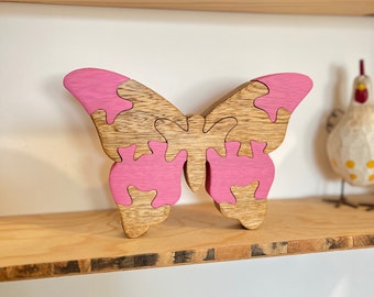 Wooden Puzzle- Handcrafted Butterfly Puzzle - Educational Art for Kids - Decorative Room Accent - Handmade Gift - Handmade Puzzle