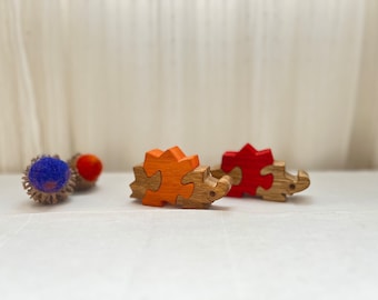 Set of 5 Baby Puzzles - Wood Animal Puzzles - Kids' Game - Collectible Decor - Educational Play