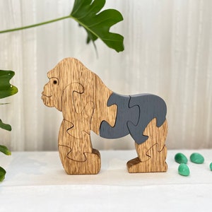 Majestic Silverback Gorilla Wooden Puzzle - Handcrafted Educational Toy, Endangered Species Game for All Ages