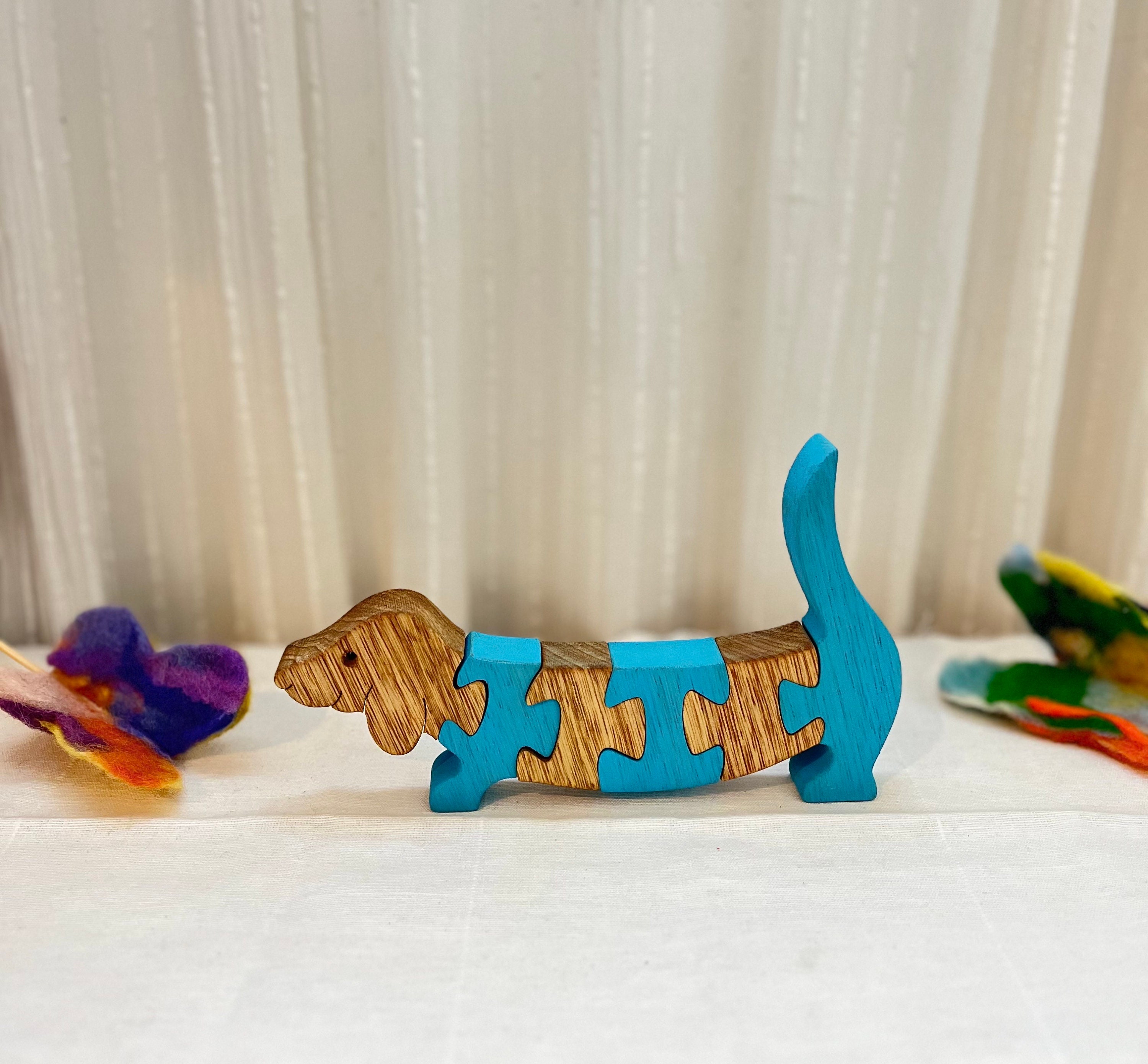 Playful Dachshund Wooden Puzzle - Handcrafted Wiener Dog Jigsaw ...