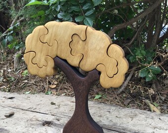 Sustainable Wooden Tree Puzzle - Rustic Jigsaw Game, Educational Toy for Kids, Gift for Nature Enthusiasts