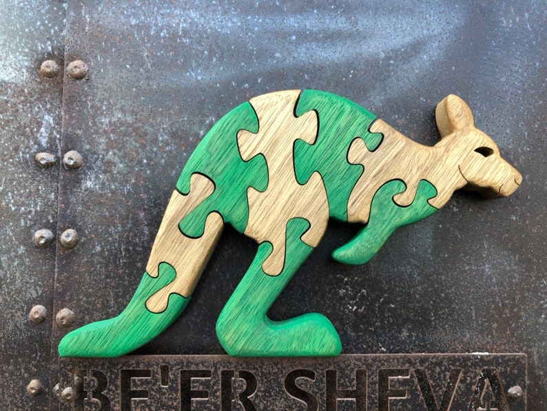 Wooden Kangaroo puzzle Australian animal Quality wood toys. Etsy