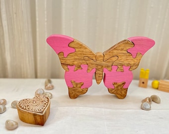 Wooden Puzzle- Handcrafted Butterfly Puzzle - Educational Art for Kids - Decorative Room Accent - Handmade Gift - Handmade Puzzle