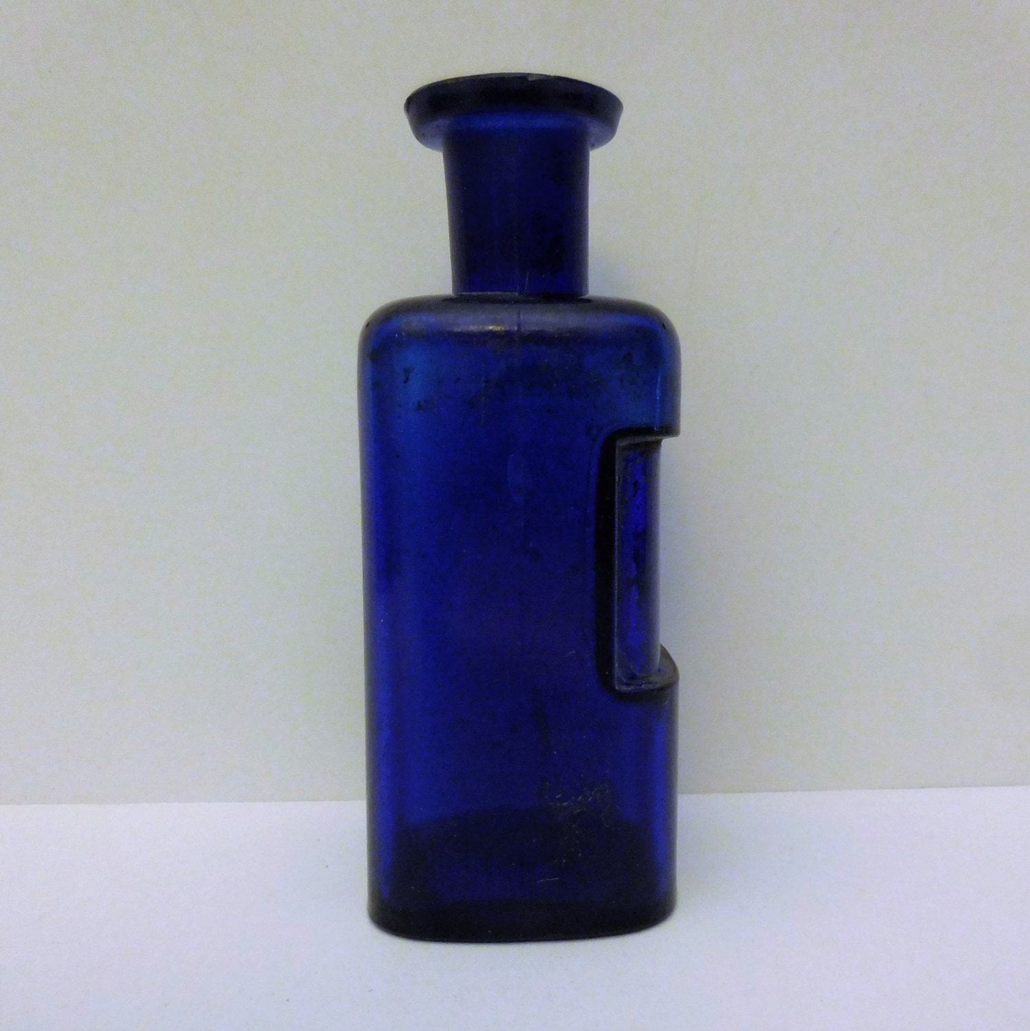 Vintage Cobalt Blue Label Under Glass Apothecary Bottle No Etsy