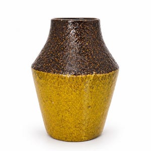 Ingrid Atterberg Ceramic Vase | Upsala Ekeby Sweden 1960s Brown Gold Mid-Century Modern