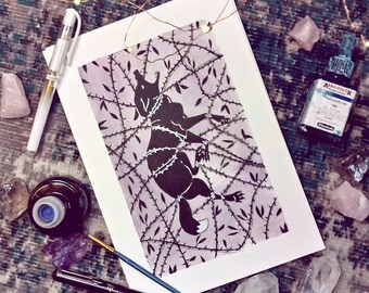 Original Inktober/drawtober Tinte Zeichnung - Tangled