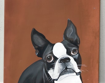 Just Love Me - Boston Terrier Portrait/Acrylic on canvas