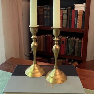 Set of 2 Vintage Brass Taper Candle Holders