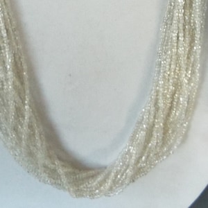 signed  30&quot; Miriam Haskell multi strand torsade crystal white spun glass bugle beads large opal beads necklace