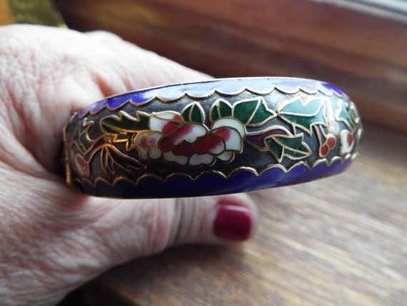 1920s Chinese champleve cloisonne hinged bangle br