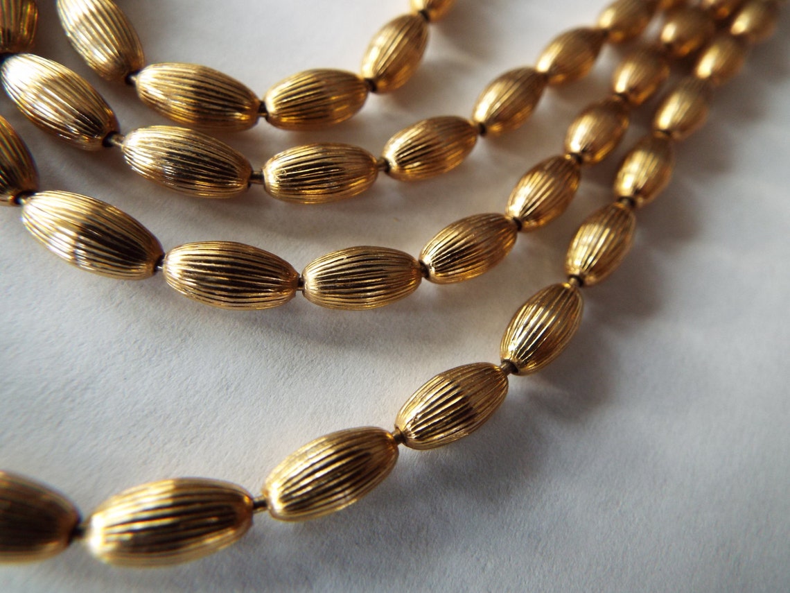 Napier gold filled rice bead necklace 62 long 65 grams Etsy