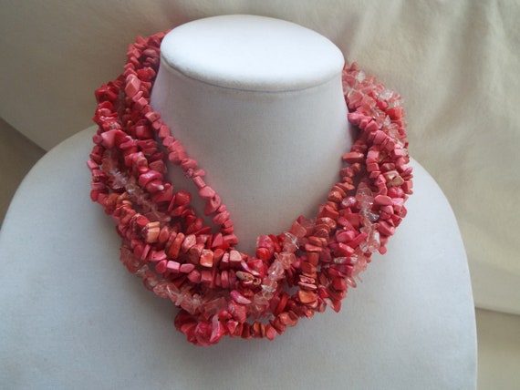 chunky statement necklace multi strand twisted be… - image 5