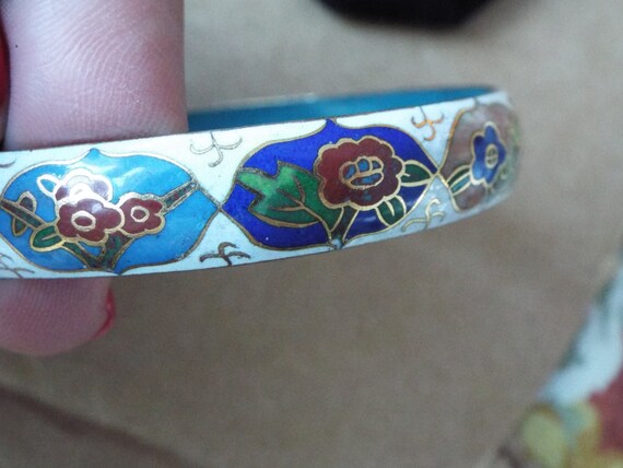 Chinese export  brass enamel cloisonne bangle bra… - image 4