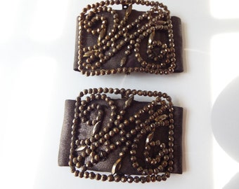 pair cut steel marcasite French shoe clips shoe buckles Original  backs Victorian revival  Art Deco repurpose jewelry parts