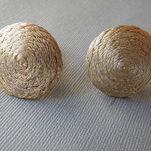 large gold filled Etruscan rivival round  domed twisted rope  gold clip earrings Egyptian style