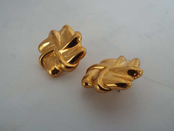 Napier gold filled  earring studs 1" signed - image 1